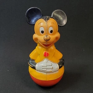 Vintage Disney Mickey Mouse Weeble Wobble Toy Needs TLC Severe Paint Loss - Picture 1 of 8