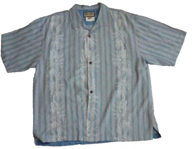 Camisa Hawaiana Jaxx Jaxx Para Hombres 2XL Azul Rayas Floral Manga Corta Abotonada Foto 1 de 4