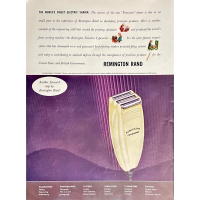 Remington Electric Razor 1941  Vintage Print Ad Vintage Shaver Memorabilia - Image 1 of 2