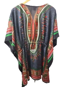 California Woman Kaftan Free Size Rot Tribal Loungewear Kurzarm Polyester - Bild 1 von 5