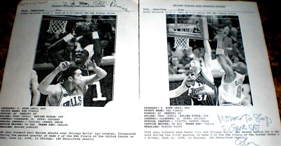 2-FINALES DE LA NBA-BULLS vs JAZZ '98 AP/HOJA IMPRESIONES A PRUEBA DE CABLES EN VIVO RARAS DE COLECCIÓN Foto 1 de 3