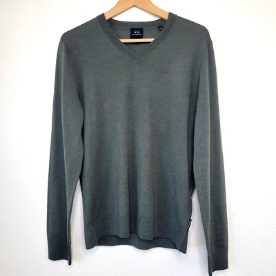 Suéter Armani Exchange de Lana Virgen Cuello en V Para Hombre Mediano Verde Preppy Ligero Foto 1 de 4