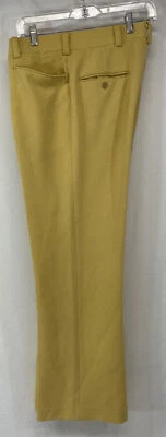 Calça texturizada vintage Beau Legs by Curlee retrô anos 60-70 amarelo mostarda tamanho 32"X28.5" - Imagem 1 de 4