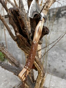 MASSANFERTIGUNG HANDGEFERTIGTE DAMASTSTAHL ACHSEN MIT FESTER KLINGE 10. - Bild 1 von 9