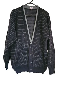 VINTAGE Bella Collection Long Sleeve 100% Pure New Wool Knit Cardigan Size 16 - Picture 1 of 5