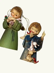 Vintage Angel Ornaments With Birds and Flowers  Set Of 2 - Picture 1 of 11