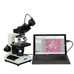 OMAX 40X-2000X Binocular LED Darkfield/Phase Compound Microscope w 9MP Camera - Picture 1 of 8