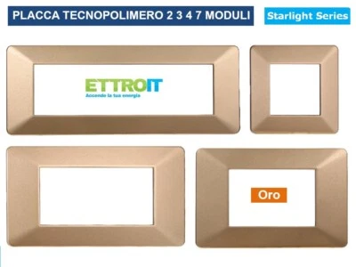 ETTROIT Placche Placca compatibili Vimar Plana 2 3 4 7 Posti Moduli Colore ORO SATINATO