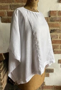 JOHN LEWIS Linen Oversized Top Kaftan Batwing Beach Cover Up Size S / M WHITE - Picture 1 of 13