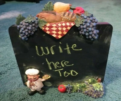 8"L x 6"Tall Kitchen Chef Chalkboard W/Hole To Hold Chalk Write On Both Sides - Image 1 of 4