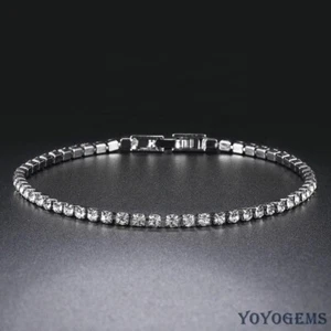 7' Inch Long Tennis Wedding Bracelet 5 Carat Round Cut VVS1 Solid 14K White Gold - Picture 1 of 7