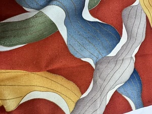 Vintage Japanese kiomono fabric silk Multicolor v38 - Picture 1 of 10