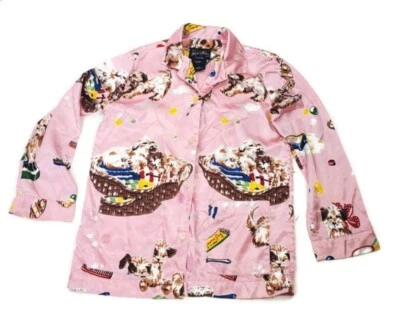 Nick & Nora Pijama Juvenil Pijama Perro Cachorro Baño Rosa Sedoso Mediano 8 Foto 1 de 4