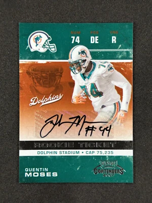 2007 Playoff Contenders Rookie Ticket Auto #209 Quentin Moses RC Miami Dolphins - Image 1 of 2