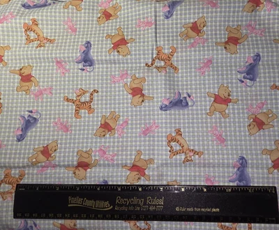 Disney Winnie the Pooh Days Plaid Cotton Craft Sewing Fabric 31 inches VTG - Image 1 of 3