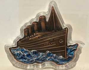 5 Oz 999 Copper RMS TITANIC Colorized High Relief SOLD OUT MINTAGE. Stackable. - Picture 1 of 4