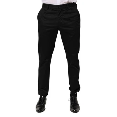 DOLCE & GABBANA Pantalones Negros Algodón Cónicos Hombres Pantalones Formales IT48/W34/M 900usd Foto 1 de 4