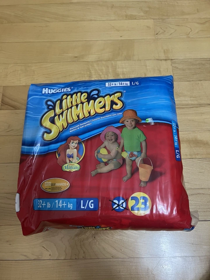 Vintage Little Swimmers - Disney The Little Mermaid HUGGIES Large 32+ LBS - READ - Image 1 of 4