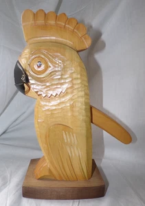 Vintage Hand Carved & Painted Wooden Nutcracker Cockatoo Bird 10.25" Novelty - Picture 1 of 24