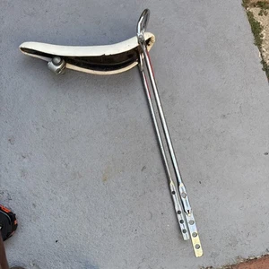 Vintage 60s Schwinn Stingray 15" Banana Seat & Post & Clamp Sissy Bar For Repair - Picture 1 of 24