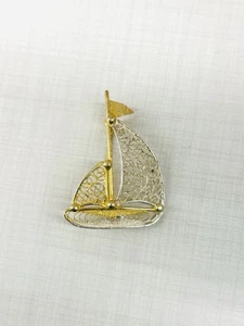 Spilla anni 80 In Argento Dorato 925 Filigrana - Picture 1 of 6