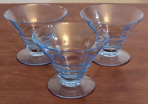 3 sherbet vintage FOSTORIA elegante vetro AZZURRO 3077 piedi parfait - Foto 1 di 5