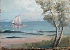 L.J. Harvey '46 Australian Master's own Oil/WC/ Goache Seascape 8.5x6" Charmer! - Picture 1 of 7