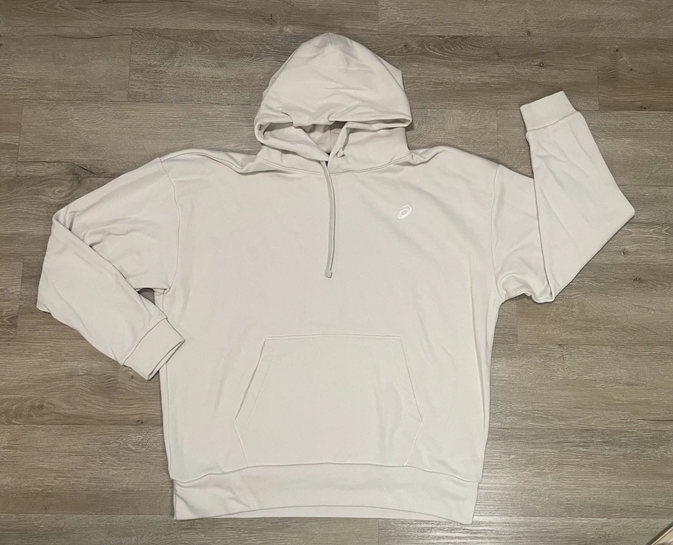 Sudadera con capucha suéter beige crema Asics SWEAT RELAX para hombre talla L Foto 1 de 4