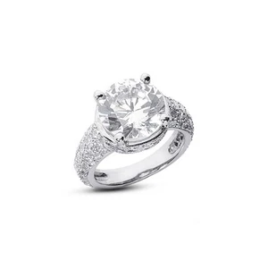 6 1/2ct G SI2 Round Natural Certified Diamonds 14k Gold Classic Side Stone Ring - Picture 1 of 3