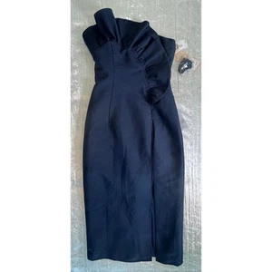 Keepsake Navy Heart & Soul Strapless Ruffled Midi Cocktail Dress, Size XS - NWT - Picture 1 of 10