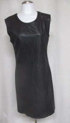 MAX & Co. Black Leather Front Knit Back Sleeveless pullover Dress sz M  - Image 1 of 4
