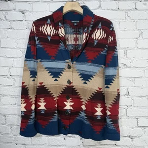 American Living by Ralph Lauren Womens Aztec Cardigan Sweater L Button Southwest - Picture 1 of 16