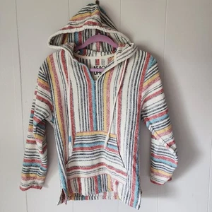 Poncho con capucha Beach Life By Ladrft para mujer XSmall Baja beige rojo azul surfista - Imagen 1 de 11