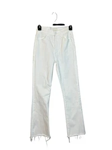 Mother The Hustler Ankle Fray High Rise Jeans Denim 25 Fairest Of Them All White - Picture 1 of 8