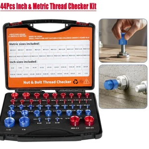 Thread Checker 44PCS Nut and Bolt Inch and Metric Screw Thread Identifier Gauge - Picture 1 of 12