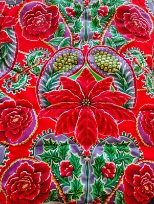 4 Шт король яркий Рождество пуансеттия Санта одеяло/2 наволочки/кровать юбка комплект винтажный - Изображение 1 из 4