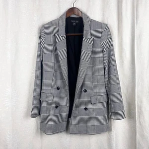 Rachel Zoe oversized houndstooth open front blazer menswear stretch relaxed XL - Picture 1 of 8