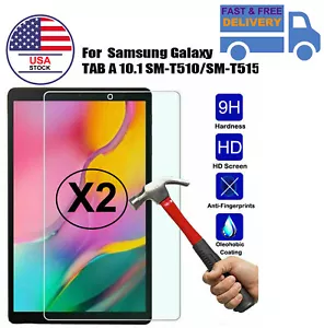 2-Pack Tempered Glass Protector For Samsung Galaxy Tab A 10.1 2019 T510 / T515 - Picture 1 of 9