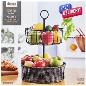 MESA 2 Tier Basket Decorative Multipurpose Baskets - Picture 1 of 3