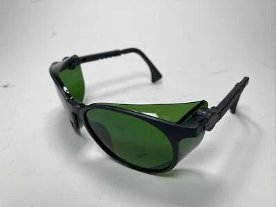 A53 - (Lot of 6) Uvex S4005 Flashback Safety Glasses w/ Black Frame green shade - Image 1 of 4