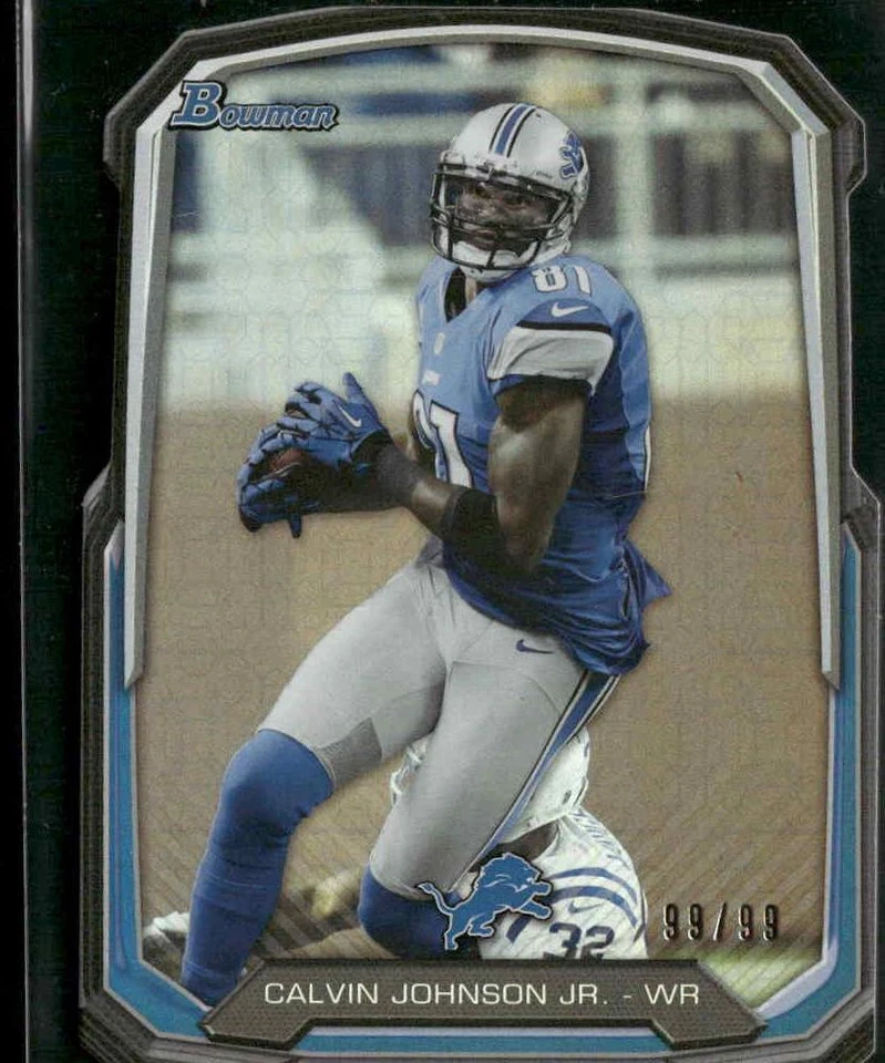 2013 Bowman #BDC-CJO Calvin Johnson Die Cut Prism #/99 - Image 1 of 2