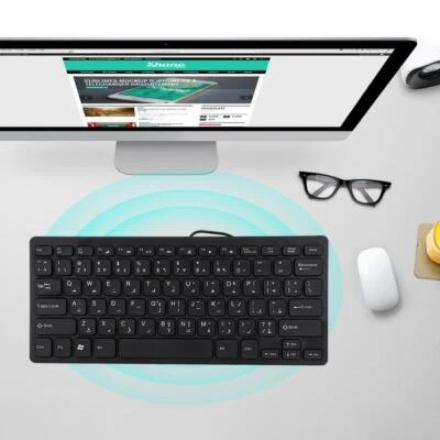 Mini Wired USB Portable Arabic Keyboard 78 Keys Office Game for Laptop Desktop - Image 1 of 4