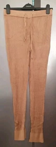 Topshop Golden Ribbed Lounge Pants UK12 EU40 US8 Knitted Slinky Joggers Tapered - Bild 1 von 15