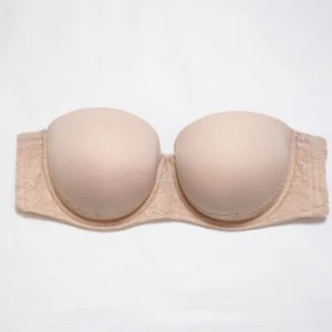 Torrid Push Up Multiway Strapless Bra 38DD Solid Beige Lace Molded Lined Cups - Picture 1 of 5