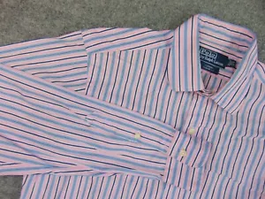 Polo Ralph Lauren camicia uomo 15,5x34/35 Curham vestibilità classica rosa righe blu - Foto 1 di 8