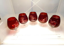 böhmisches Glas Rotbeize 5 Cognacschwenker rubinrot Gläser h 10 cm ⌀ 7,5 cm 391g
