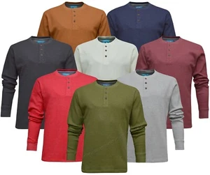 Mens Henley Jumper Top Plain Grandad Neck Waffle Knit T-shirt M-3XL by Beebizco - Picture 1 of 11