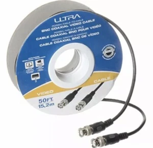 2x Cable de video coaxial BNC Ultra 50FT RG58/U MACHO-MACHO 50 ohmios DVR CCTV - Imagen 1 de 3