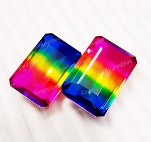 Doblete 50 a 50 quilates 2 piezas turmalina color hecha por el hombre piedra esmeralda piedra preciosa suelta - Imagen 1 de 5