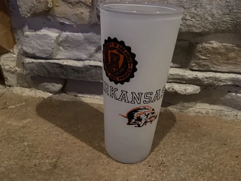 Vintage  University of Arkansas Razorback - Frosted Glass Cover